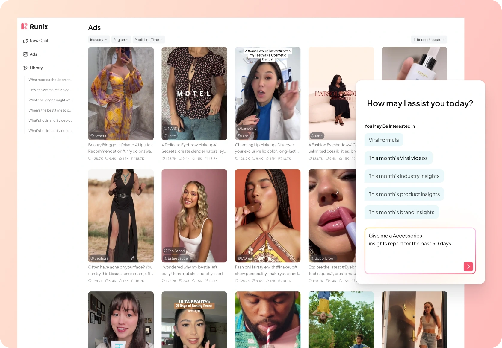Real-time viral ads analytics dashboard